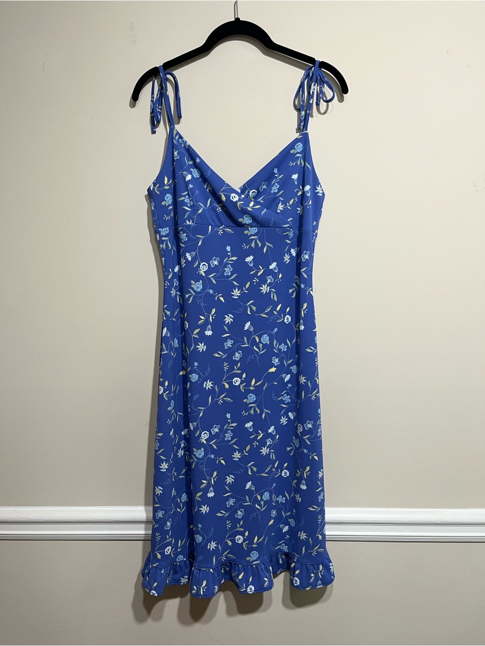 Vintage Blue Floral Knit Slip Dress by Express